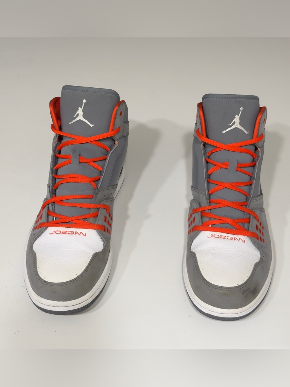 Jordan 1 Flight Cool Grey/White-Team Orange High Top Sneakers 372704-018 Men 13
